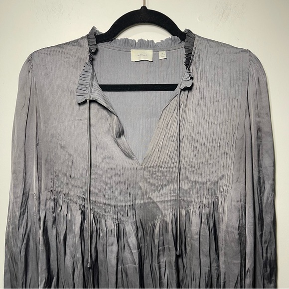 Aritzia Wilfred Women’s Charcoal Milou ruffle long sleeve preppy office blouse M - Picture 3 of 7